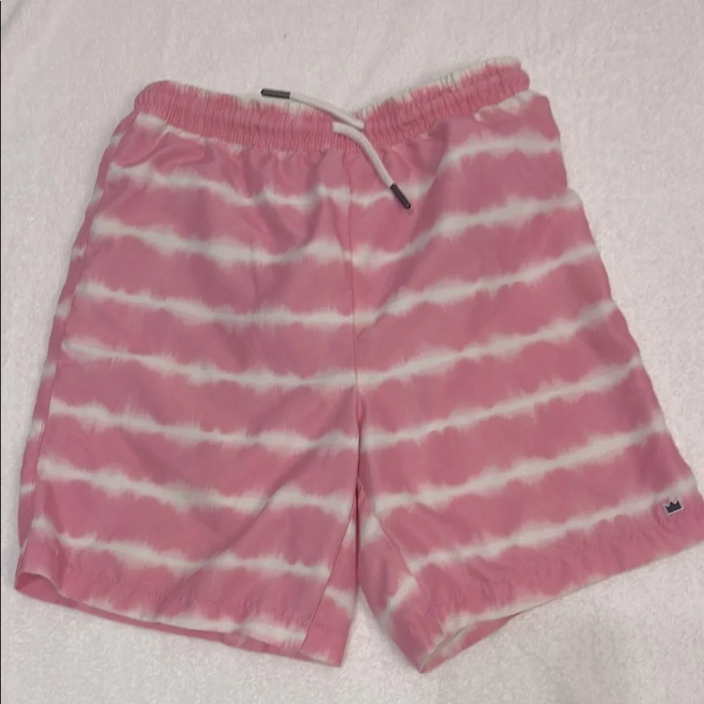 Crown & Ivy Pink and White Striped Swim Shorts Size Medium